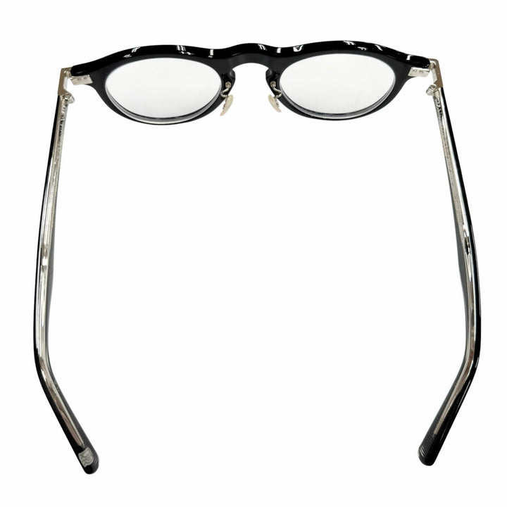 極美品▼EYEVAN アイヴァン Berman ボストン メガネ 眼鏡 アイウェア ブラック シルバー 46□22-145 度入り 日本製 メンズ 箱・保存袋付