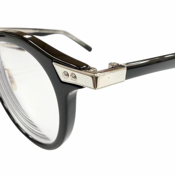 極美品▼EYEVAN アイヴァン Berman ボストン メガネ 眼鏡 アイウェア ブラック シルバー 46□22-145 度入り 日本製 メンズ 箱・保存袋付
