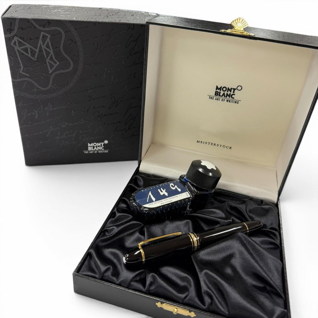 極美品□MONTBLANC モンブラン マイスターシュテュック 149 ペン先18K EFニブ キャップ式 万年筆 ブラック ゴールド ドイツ製 メンズ