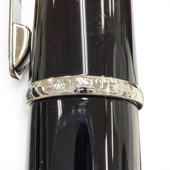 美品▼Cartier カルティエ ディアボロ ドゥ カルティエ ペン先18K ブルージェムストーン Bニブ 万年筆 ブラック シルバー ドイツ メンズ
