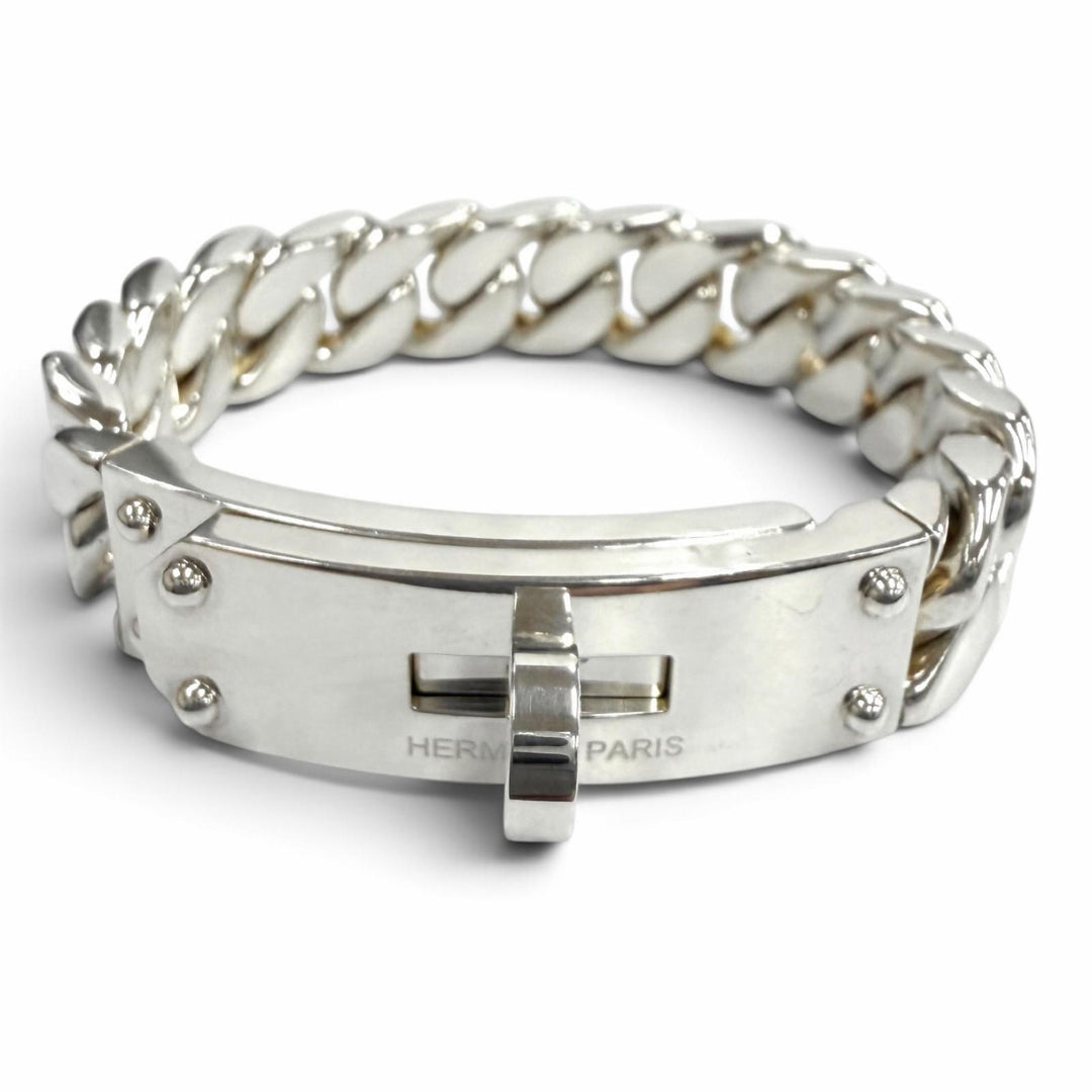 極美品★HERMES エルメス 2022年製 ケリーグルメットGM AG925 ブレスレット アクセサリー シルバー イタリア製 重量72.4g レディース