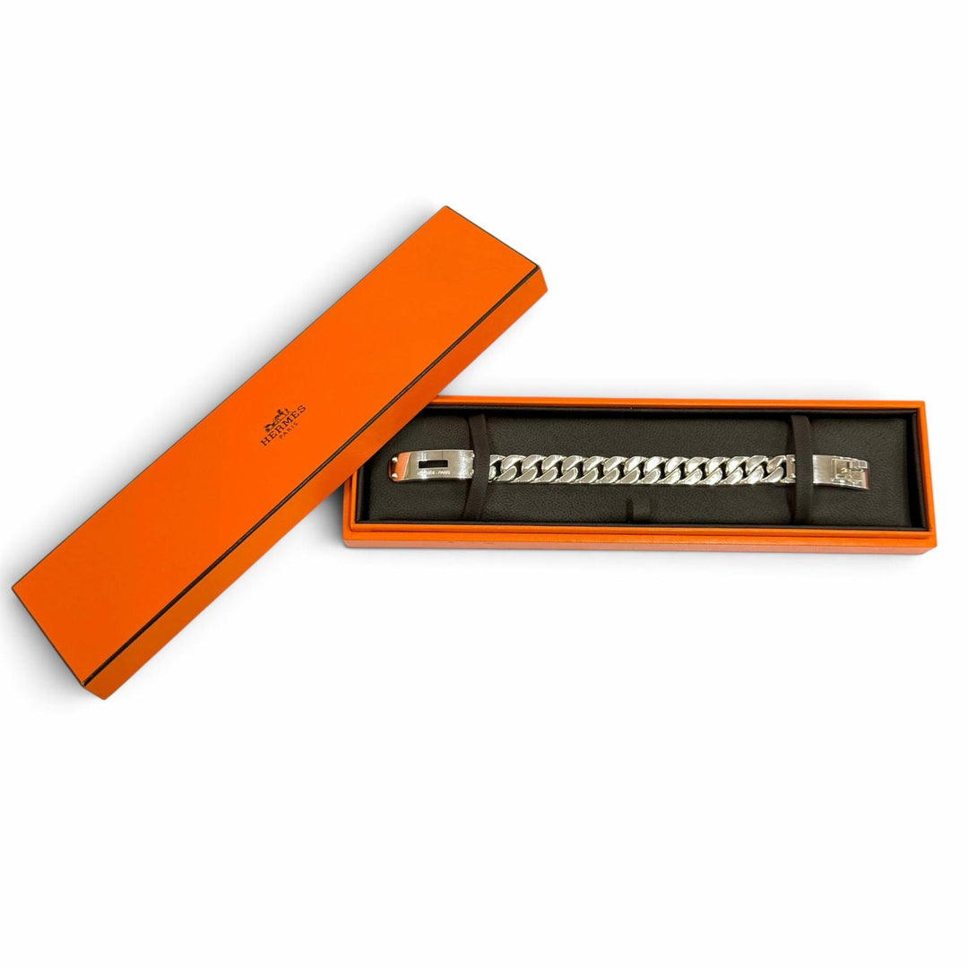 極美品★HERMES エルメス 2022年製 ケリーグルメットGM AG925 ブレスレット アクセサリー シルバー イタリア製 重量72.4g レディース