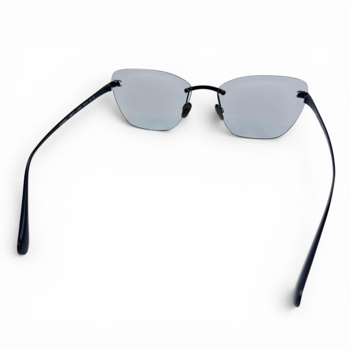 良品☆CHANEL シャネル 4286-ST ココマーク キャッツアイ ツーポイント リムレス シェイプ サングラス ネイビー 57□17 140 定価138600円