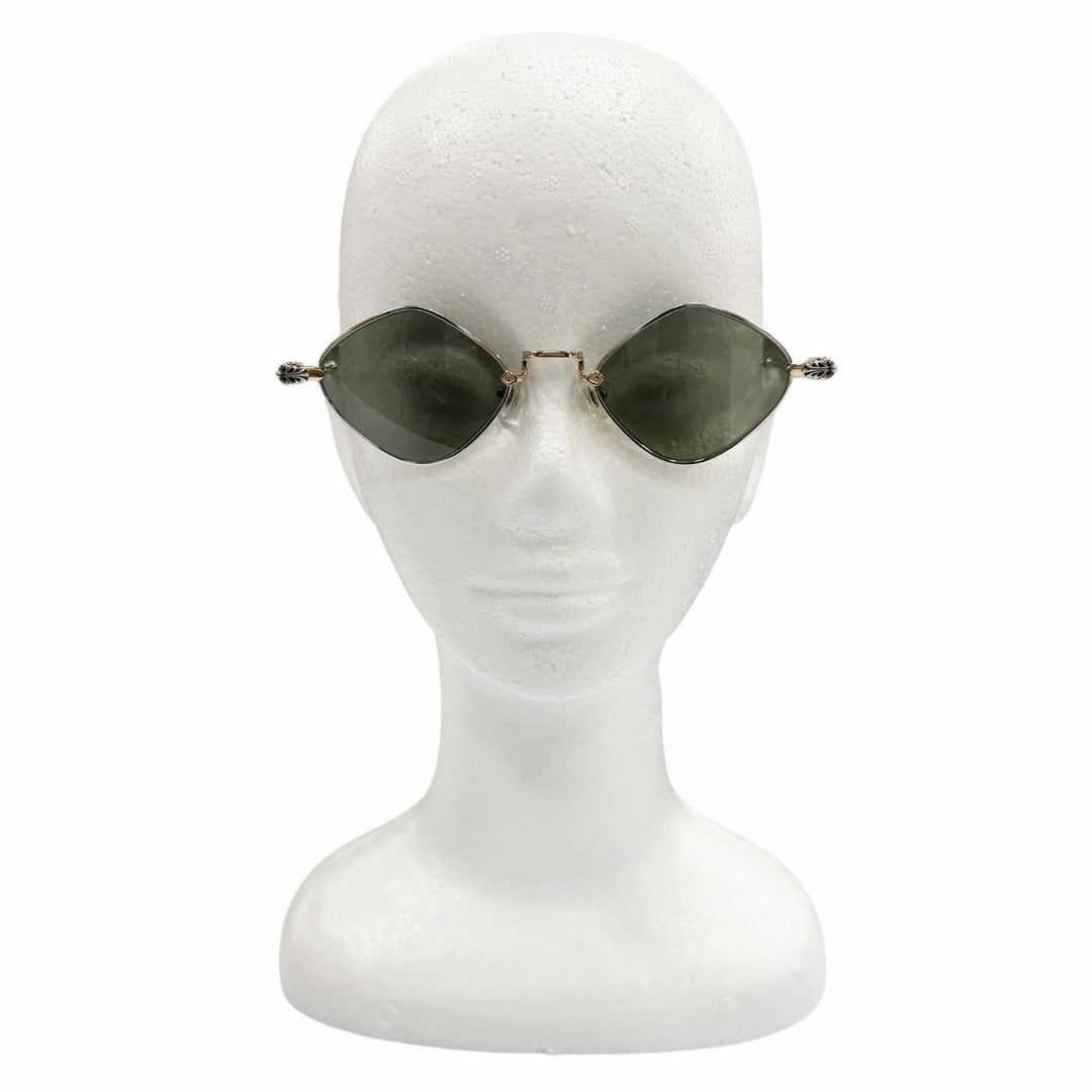 美品▼CHROME HEARTS クロムハーツ DIAMOND DOG 925 フローラルクロス サングラス ゴールドグリーン 50□22-141 総重量18.44g メンズ