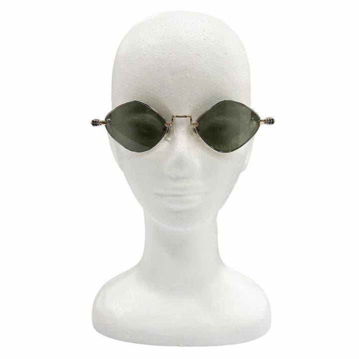 美品▼CHROME HEARTS クロムハーツ DIAMOND DOG 925 フローラルクロス サングラス ゴールドグリーン 50□22-141 総重量18.44g メンズ