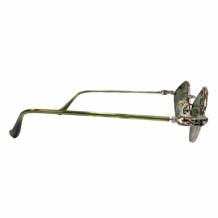 美品▼CHROME HEARTS クロムハーツ DIAMOND DOG 925 フローラルクロス サングラス ゴールドグリーン 50□22-141 総重量18.44g メンズ