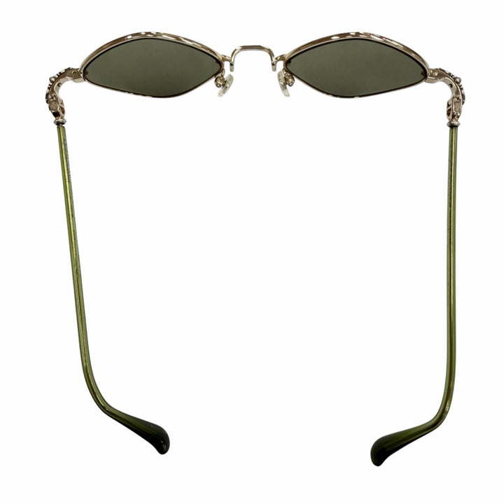 美品▼CHROME HEARTS クロムハーツ DIAMOND DOG 925 フローラルクロス サングラス ゴールドグリーン 50□22-141 総重量18.44g メンズ
