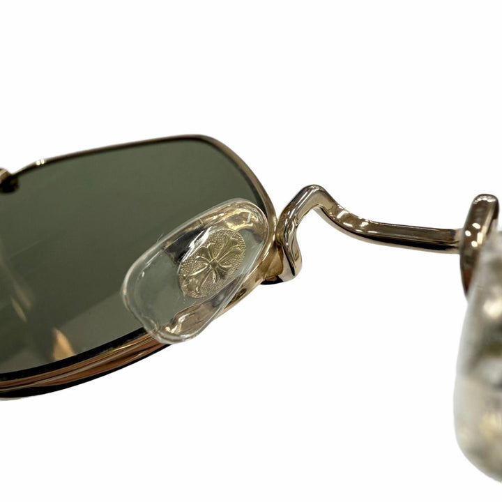 美品▼CHROME HEARTS クロムハーツ DIAMOND DOG 925 フローラルクロス サングラス ゴールドグリーン 50□22-141 総重量18.44g メンズ