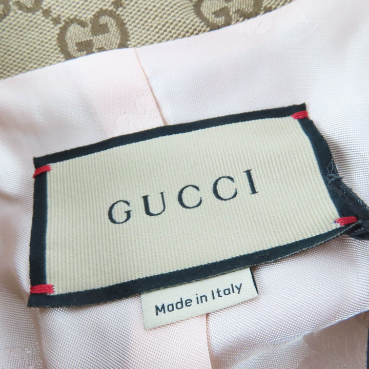 未使用品☆GUCCI グッチ 682302 ホースビット金具ウェブラインベルト付 GGキャンバス ジャケット ブラウン系 38 正規品 レディース