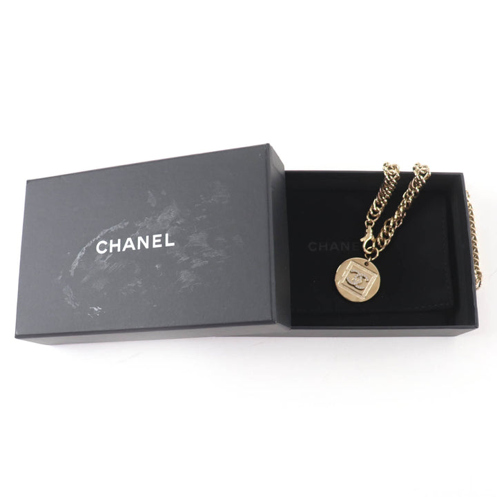 美品☆CHANEL シャネル B23P メタル ココマーク ラインストーン付 コインネックレス チョーカー ゴールド イタリア製 レディース