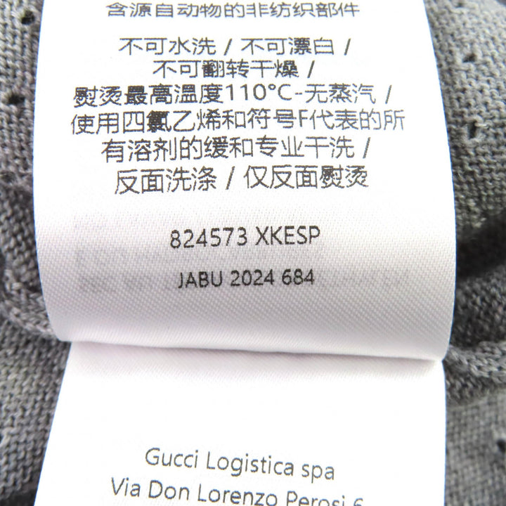 未使用品△GUCCI グッチ 25AW 824573 ウール100％ ロゴ ニット 長袖ポロシャツ グレー M イタリア製 正規品 メンズ オススメ◎