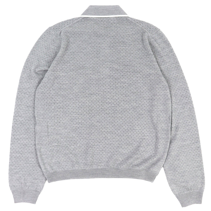 未使用品△GUCCI グッチ 25AW 824573 ウール100％ ロゴ ニット 長袖ポロシャツ グレー M イタリア製 正規品 メンズ オススメ◎