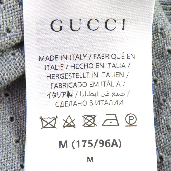 未使用品△GUCCI グッチ 25AW 824573 ウール100％ ロゴ ニット 長袖ポロシャツ グレー M イタリア製 正規品 メンズ オススメ◎