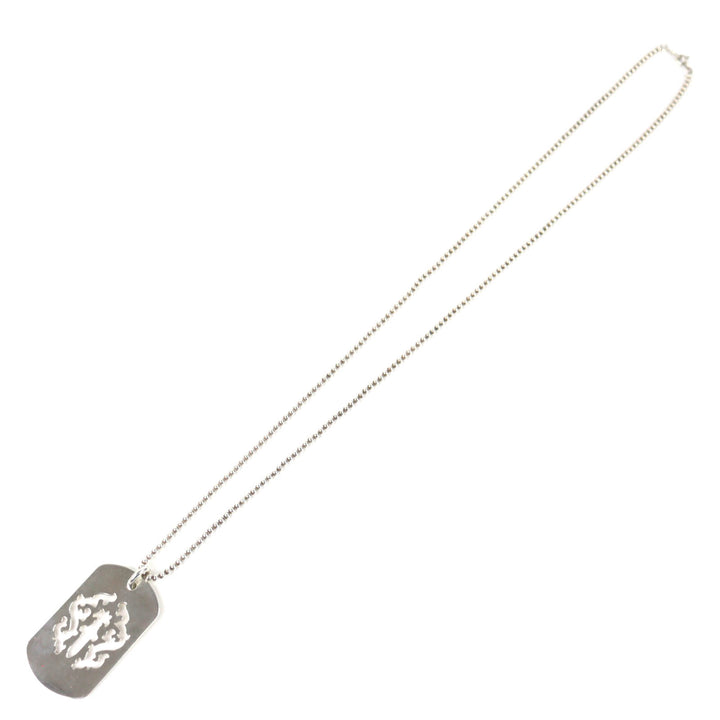 美品△CHROME HEARTS クロムハーツ 925 ヴァインダガーカットアウトドッグタグ ボールチェーン社外品 ネックレス シルバー 重量32.17g