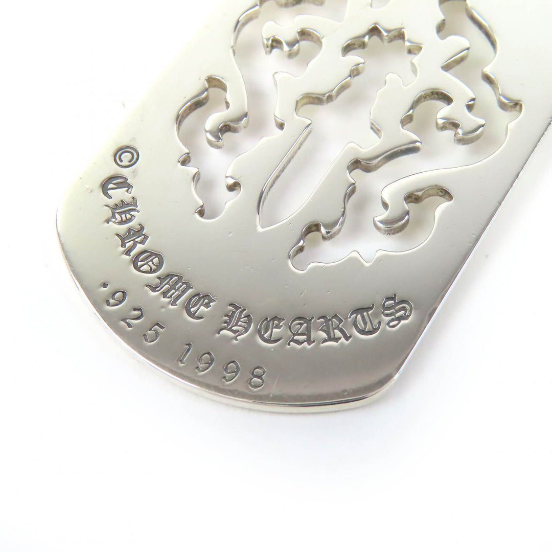美品△CHROME HEARTS クロムハーツ 925 ヴァインダガーカットアウトドッグタグ ボールチェーン社外品 ネックレス シルバー 重量32.17g