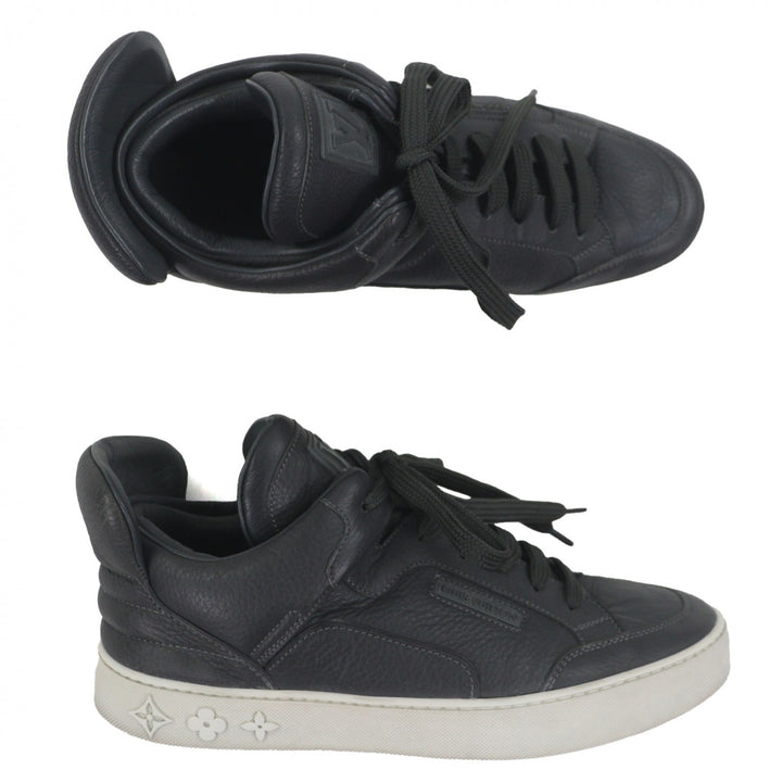 美品▼LOUIS VUITTON KANYE WEST ルイヴィトン カニエウエスト DONS ドンズ レザー LVロゴ スニーカー グレー 7 イタリア製 メンズ　