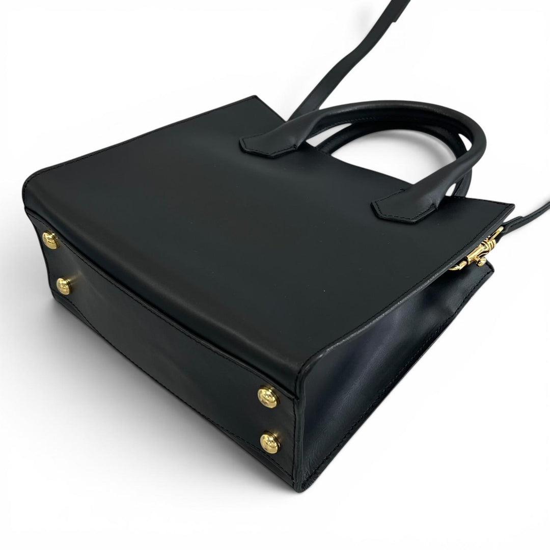 美品▲IACUCCI イアクッチ レザー 2WAY ハンドバッグ ショルダーバッグ ブラック ゴールド金具 イタリア製 レディース