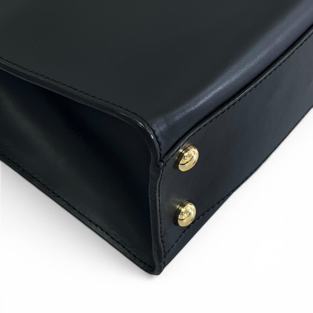 美品▲IACUCCI イアクッチ レザー 2WAY ハンドバッグ ショルダーバッグ ブラック ゴールド金具 イタリア製 レディース