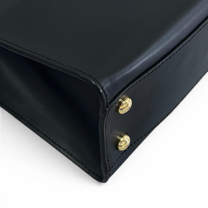 美品▲IACUCCI イアクッチ レザー 2WAY ハンドバッグ ショルダーバッグ ブラック ゴールド金具 イタリア製 レディース