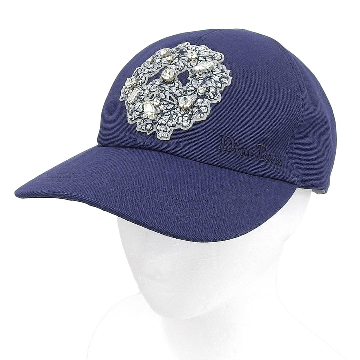 未使用品▲Christian Dior クリスチャンディオール DENIM TEAR 2023年製 383C911H4511 DIOR TEARS ビジュー装飾 ベースボールキャップ M