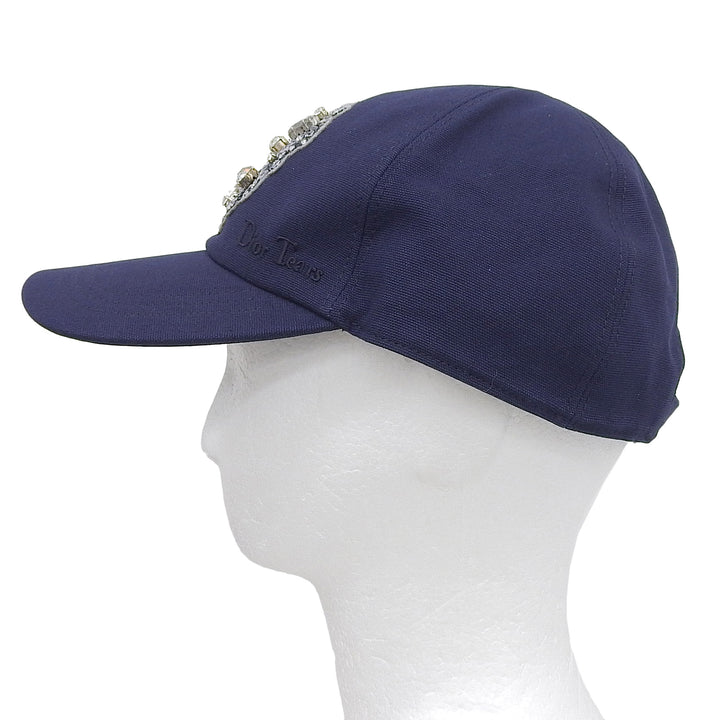 未使用品▲Christian Dior クリスチャンディオール DENIM TEAR 2023年製 383C911H4511 DIOR TEARS ビジュー装飾 ベースボールキャップ M
