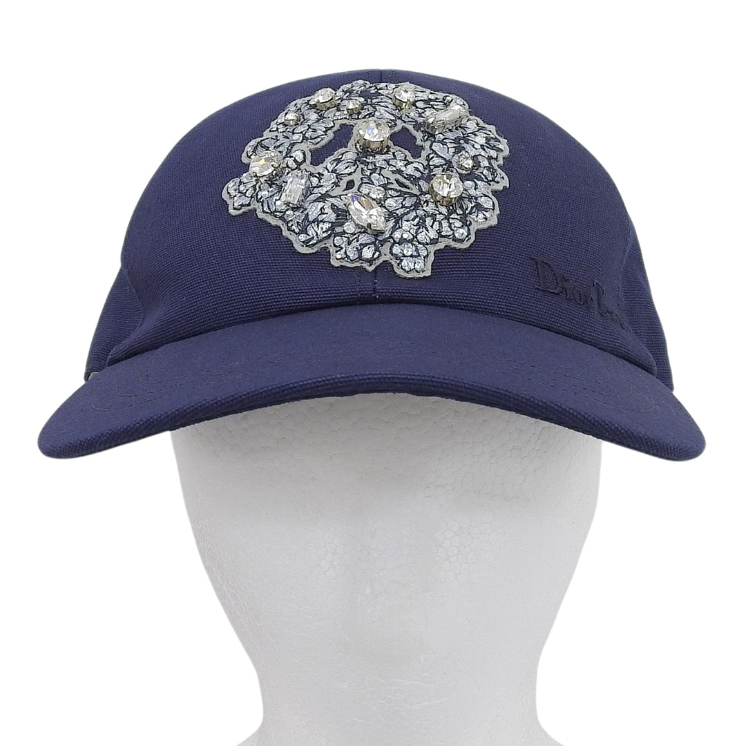 未使用品▲Christian Dior クリスチャンディオール DENIM TEAR 2023年製 383C911H4511 DIOR TEARS ビジュー装飾 ベースボールキャップ M
