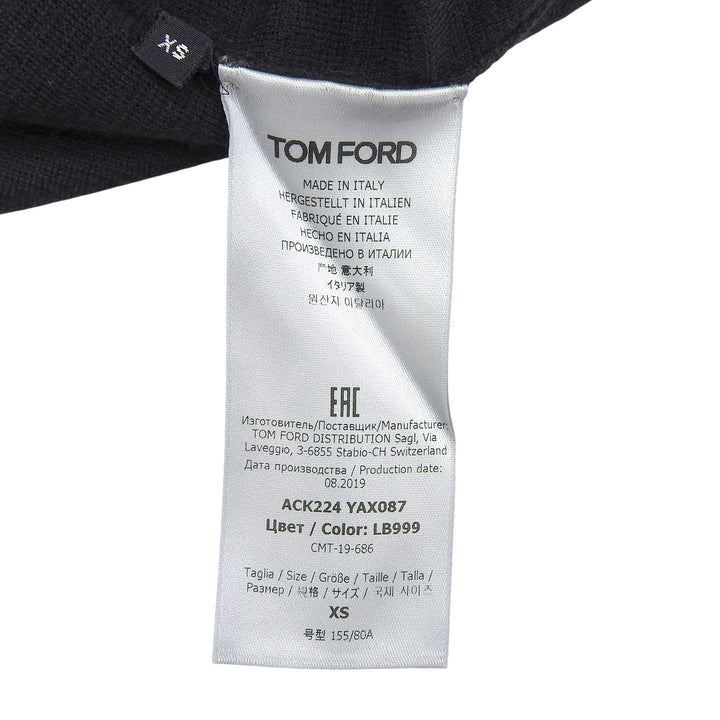 美品▲TOM FORD トムフォード 2019年製 カシミヤ シルク ロゴボタン付 ロングスリーブ ニット ワンピース ブラック XS イタリア製