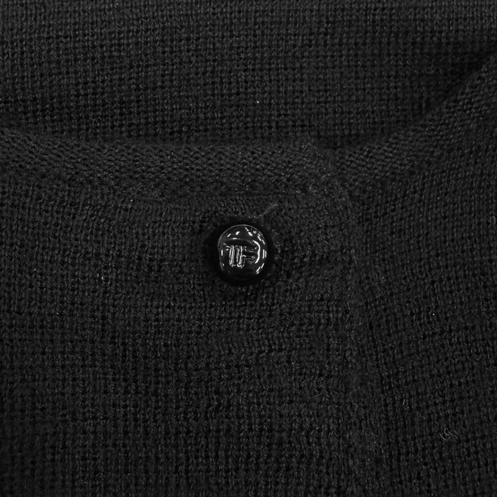 美品▲TOM FORD トムフォード 2019年製 カシミヤ シルク ロゴボタン付 ロングスリーブ ニット ワンピース ブラック XS イタリア製
