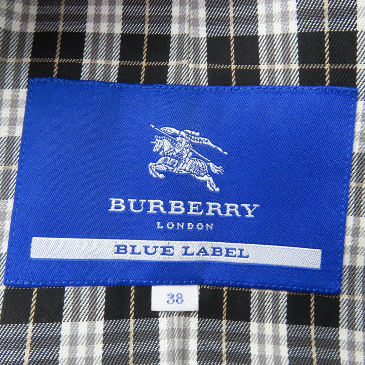 美品☆BURBERRY BLUE LABEL バーバリーブルーレーベル 裏地チェック柄 ウールライナー付 トレンチコート ブラック 38 正規品 レディース