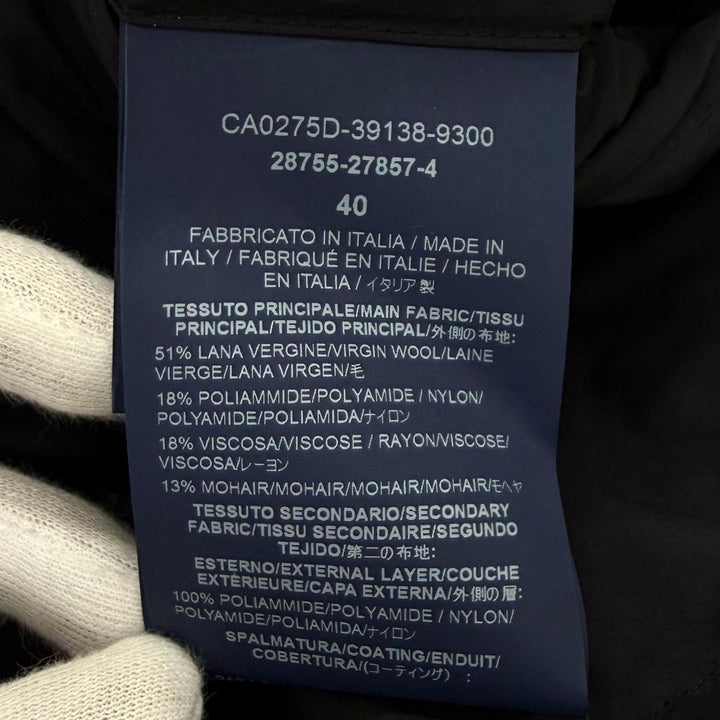 美品★Herno ヘルノ CA0275D バージンウール モヘア混 スヌード付 切替デザイン ZIP UP ノーカラー ダウンコート ブラック IT 40 正規品