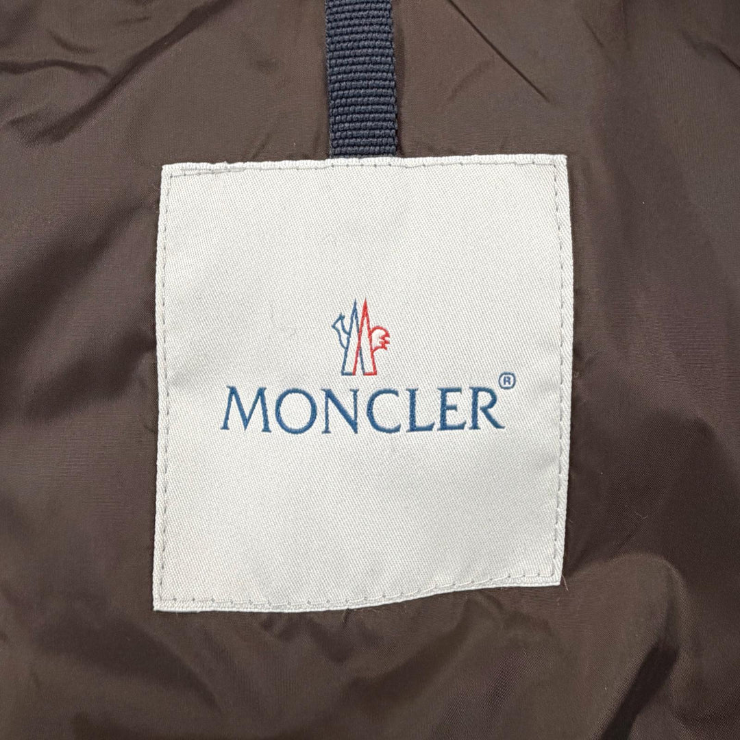 極美品◇MONCLER モンクレール GRILLON 滝沢眞規子着 レザー使い トグルボタン ラクーンファー付 ダウンジャケット 茶 0 レディース