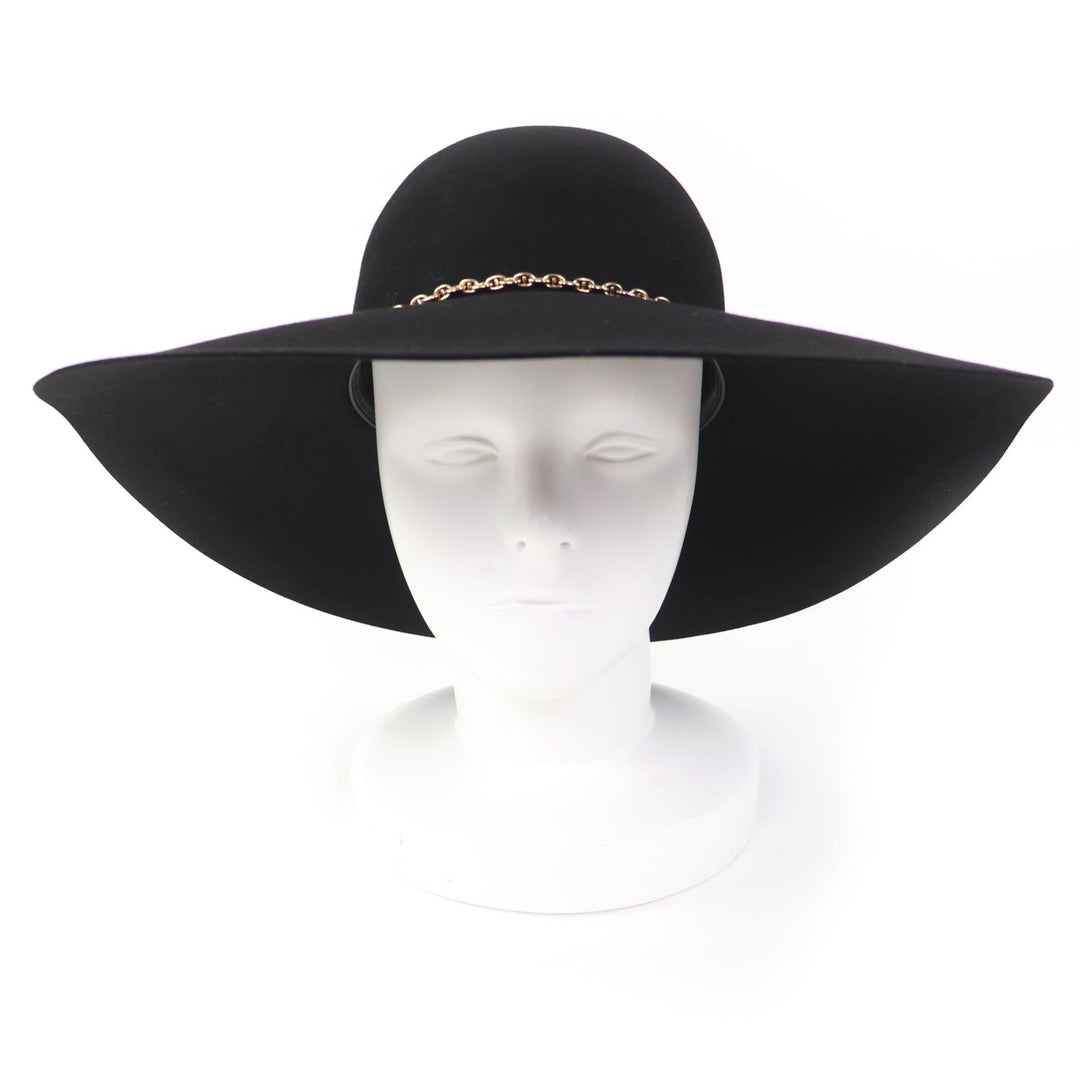 未使用品☆HERMES エルメス 202013N ゴールド金具 シェーヌダンクル ビーバーフェルト ハット ブラック 57 イタリア製 レディース