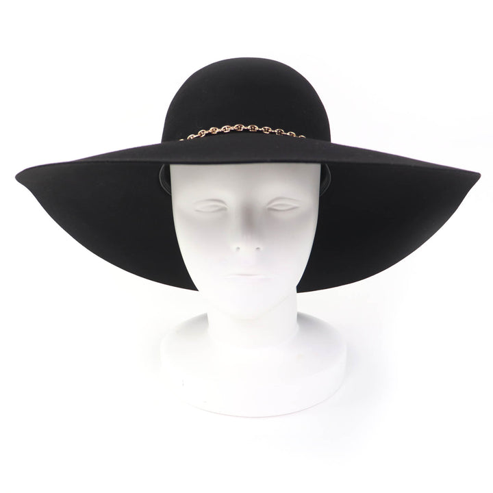 未使用品☆HERMES エルメス 202013N ゴールド金具 シェーヌダンクル ビーバーフェルト ハット ブラック 57 イタリア製 レディース