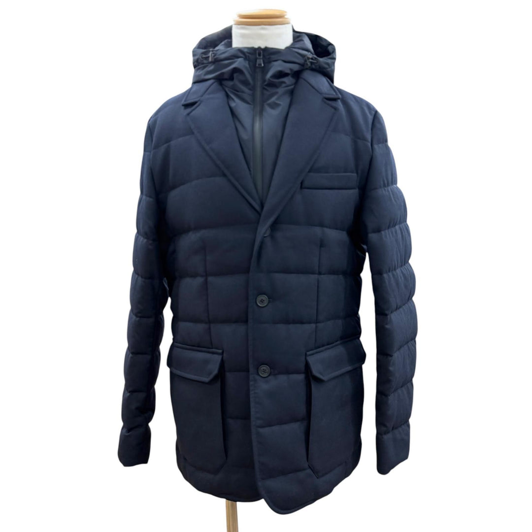 美品▼MONCLER モンクレール VERNOUX ヴェルヌ ウール フーデッド レイヤードデザイン テーラード ダウンジャケット 希少大きいサイズ5