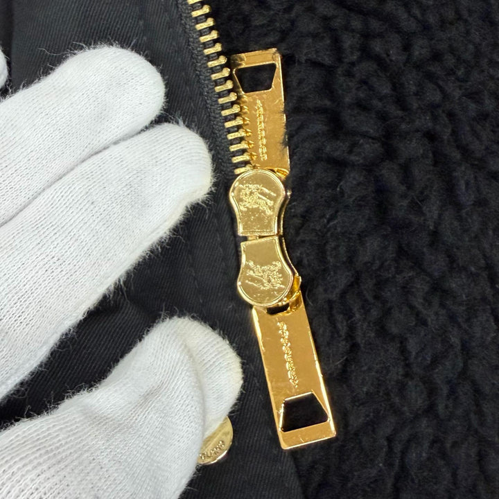 極美品★BURBERRY バーバリー 8046581 ウール カシミヤ混 フード付 リングロゴ 比翼仕立て コート ブラック 38 正規品 レディース