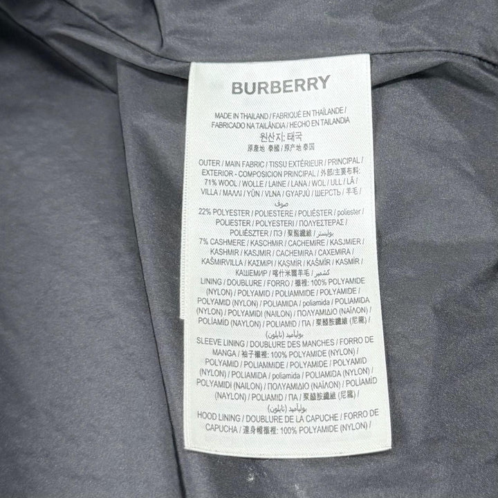 極美品★BURBERRY バーバリー 8046581 ウール カシミヤ混 フード付 リングロゴ 比翼仕立て コート ブラック 38 正規品 レディース