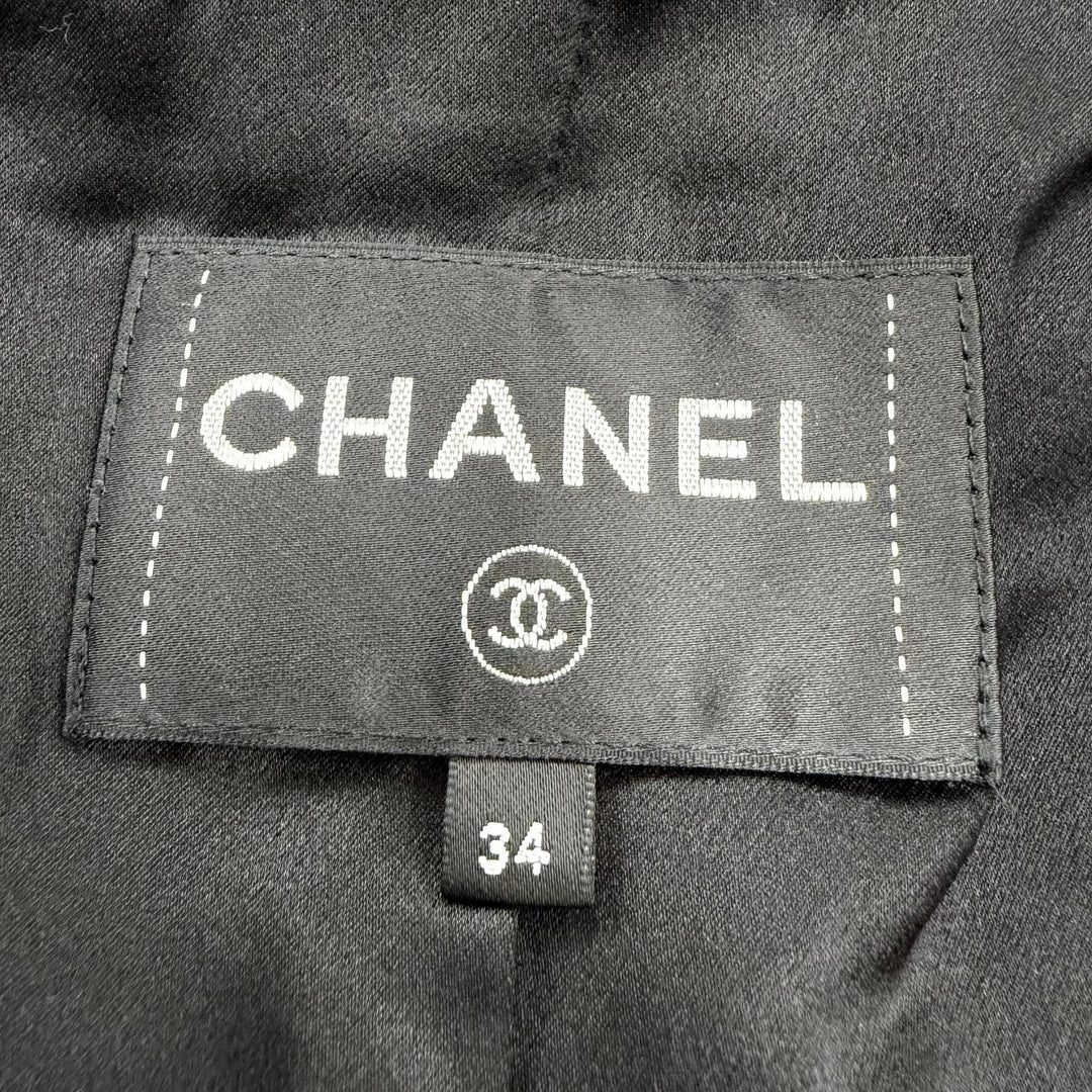 極美品☆CHANEL シャネル 2023年製 P75846 カシミヤ シルク混 ココマークボタン チェスターコート ブラック ネイビー 34 仏製 正規品