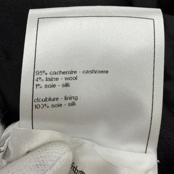 極美品☆CHANEL シャネル 2023年製 P75846 カシミヤ シルク混 ココマークボタン チェスターコート ブラック ネイビー 34 仏製 正規品