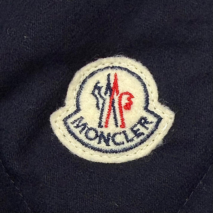 良品▼MONCLER モンクレール LABASTIDE ロゴワッペン付き フーデッド ダブルジップアップ ダウンジャケット ネイビー グレー 4 メンズ