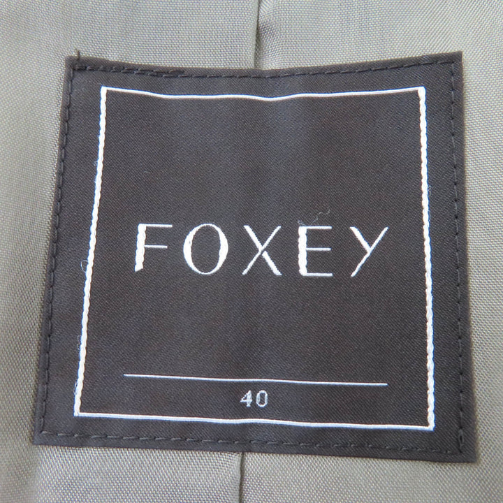 極美品☆FOXEY フォクシー 28968 ウール カシミヤ混 ロゴプレート付 襟チンチラ ZIP UP ダウンベスト ブラウン 40 正規品 レディース