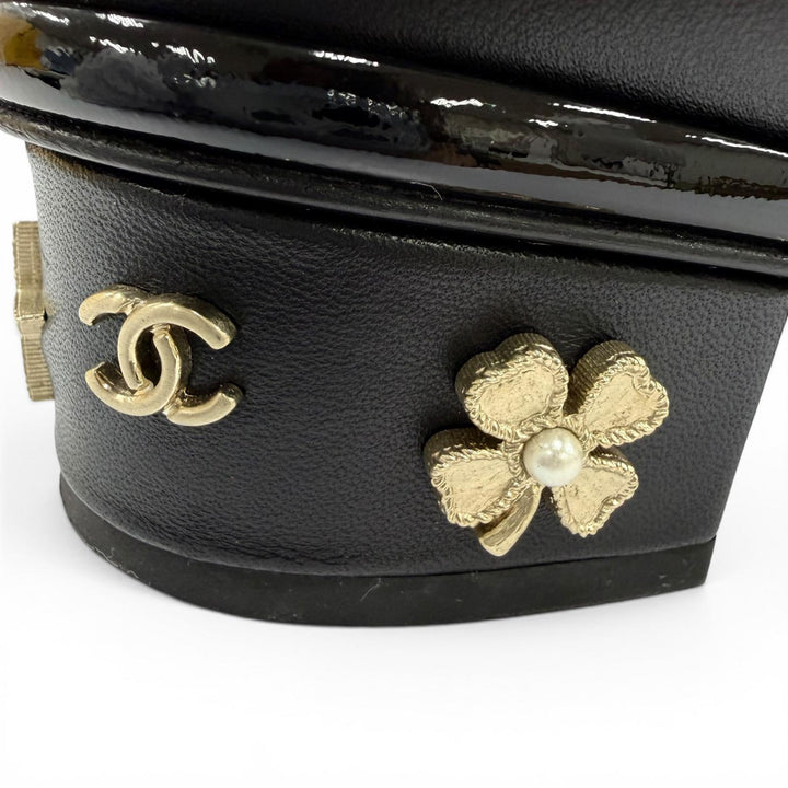 美品☆CHANEL シャネル G33264 ココマーク・フェイクパール・ゴールドパーツ サイドZIP レザー ショートブーツ ブラック 37 イタリア製