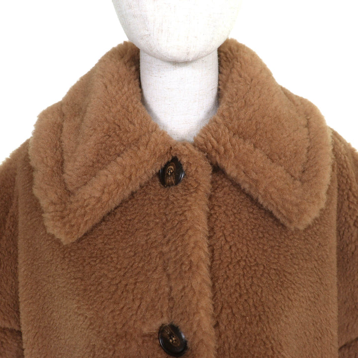 未使用品△Max Mara マックスマーラ 2025年製 2524736026 テディベア キャメル シルク 白タグ ロゴボタン ポンチョ ブラウン SM 正規品