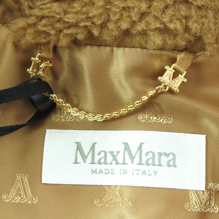 未使用品△Max Mara マックスマーラ 2025年製 2524736026 テディベア キャメル シルク 白タグ ロゴボタン ポンチョ ブラウン SM 正規品