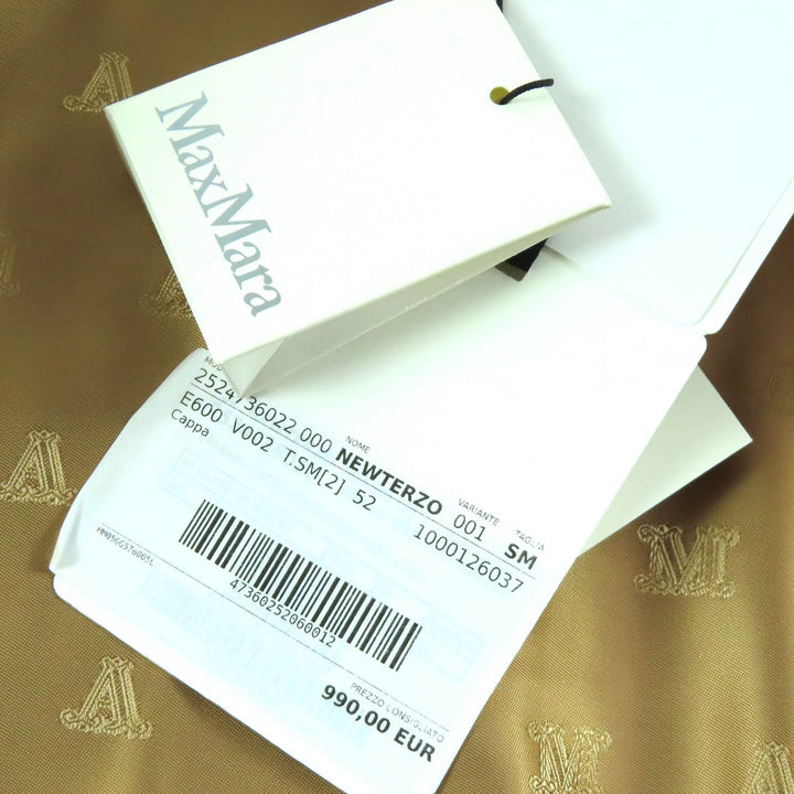 未使用品△Max Mara マックスマーラ 2025年製 2524736026 テディベア キャメル シルク 白タグ ロゴボタン ポンチョ ブラウン SM 正規品