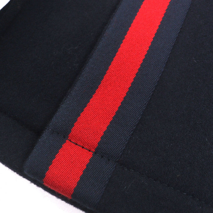 極美品▼GUCCI グッチ 793666 ウェブライン ウール100% ロゴ入りボタン ダブルブレスト ピーコート ネイビー 50 ハンガー付き 正規品