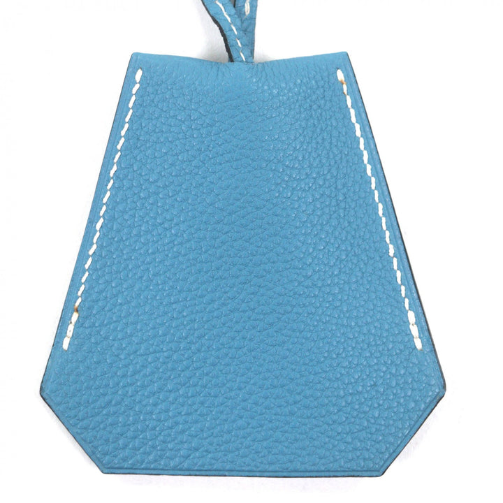 美品▼HERMES エルメス ラージクロシェット レザー マルジェラ期 キーリング ネックレス ブルージーン □F刻印 仏製 メンズ レディース