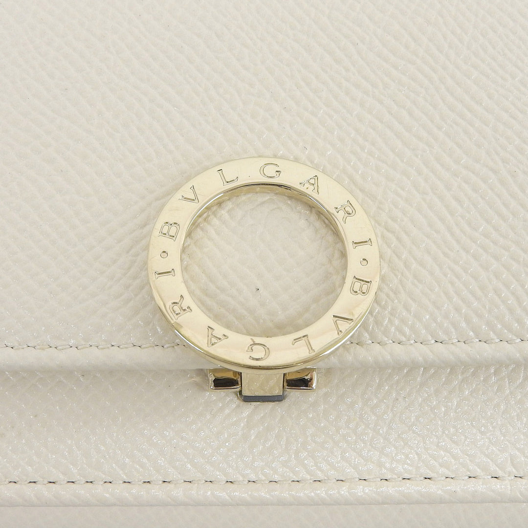 極美品▲BVLGARI ブルガリ バイカラー レザー コンパクトウォレット 三つ折り財布 ライトベージュ パープル イタリア製 レディース 箱付