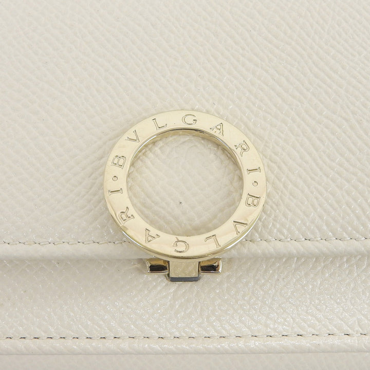 極美品▲BVLGARI ブルガリ バイカラー レザー コンパクトウォレット 三つ折り財布 ライトベージュ パープル イタリア製 レディース 箱付