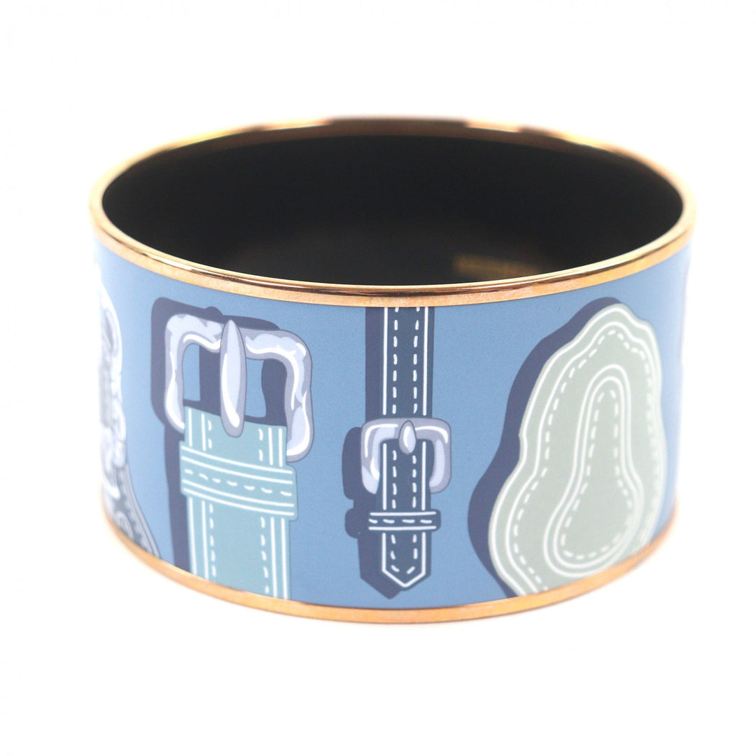 未使用品□HERMES エルメス 152591FO4970 HARNAIS DES PRESIDENTS XL ENCRES エマイユ バングル ブルーグレー ピンクゴールド フランス製