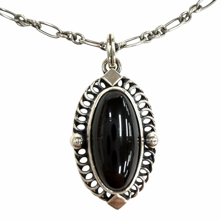 美品◇Georg Jensen ジョージジェンセン 925 オニキス 2004 ネックレス ペンダント シルバー ブラック 重量10.38g レディース 箱付き